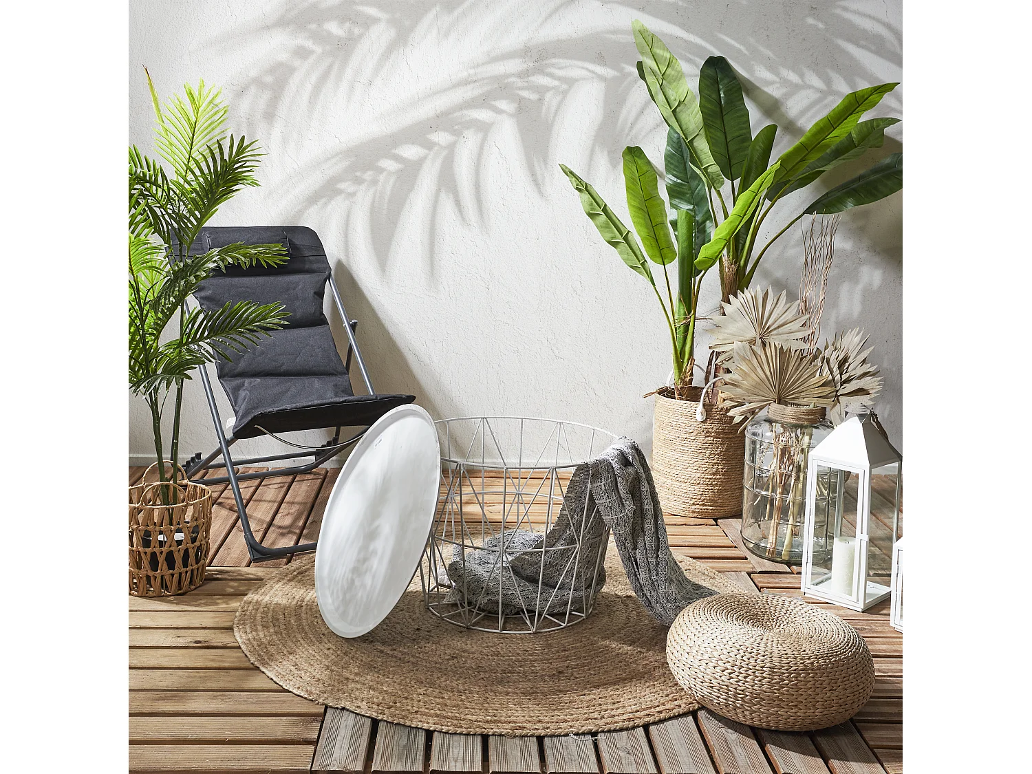 Table Filaire Metal Blanc Diametre 50cm Blanc