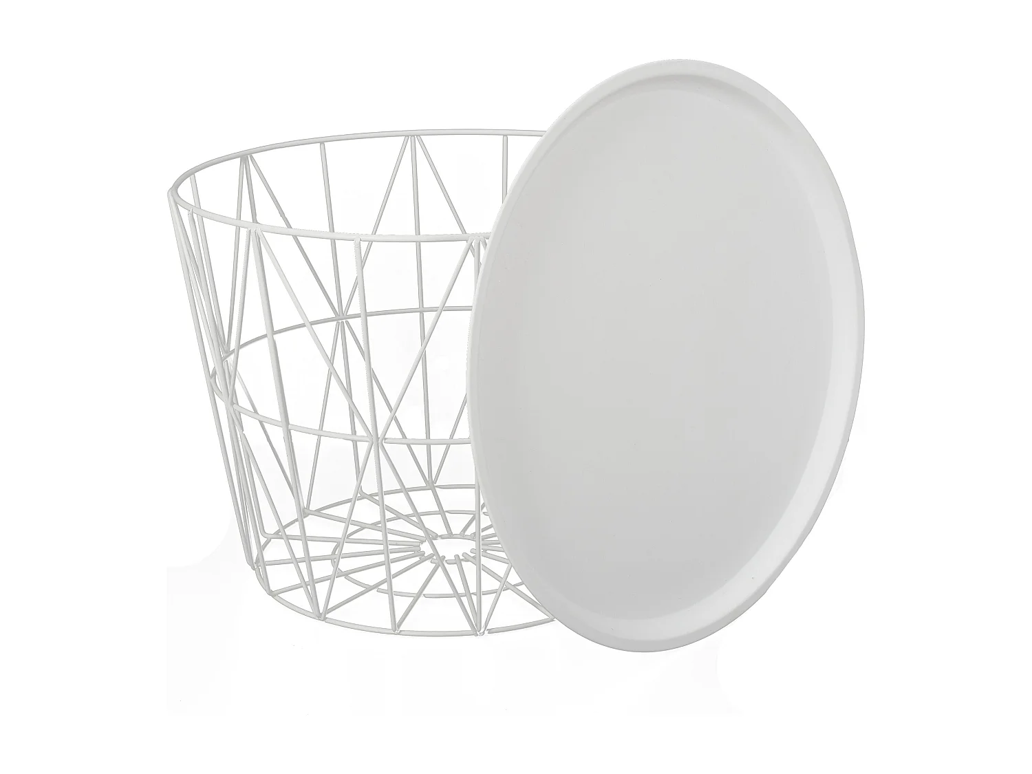 Table Filaire Metal Blanc Diametre 50cm Blanc