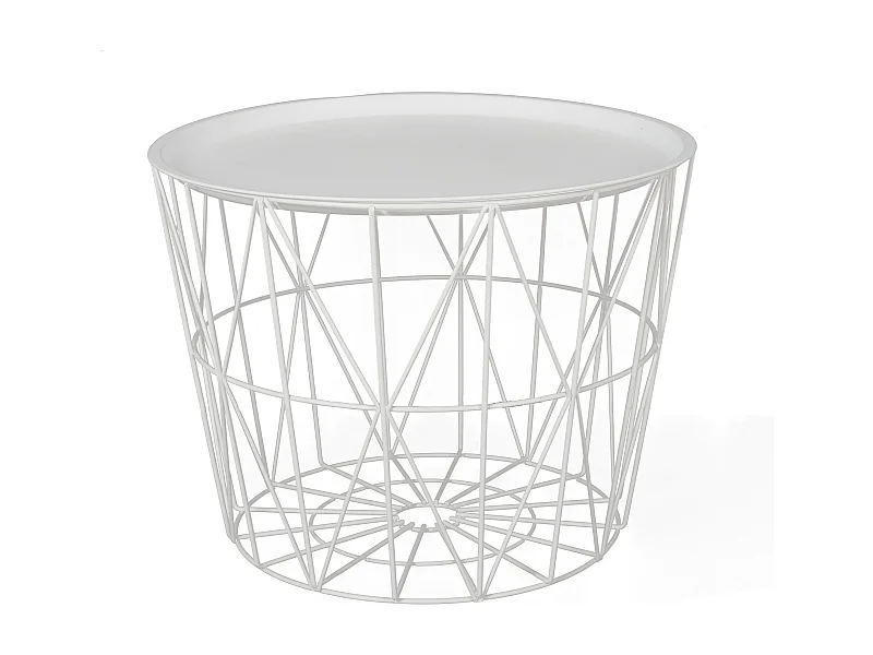 Table Filaire Metal Blanc Diametre 50cm Blanc