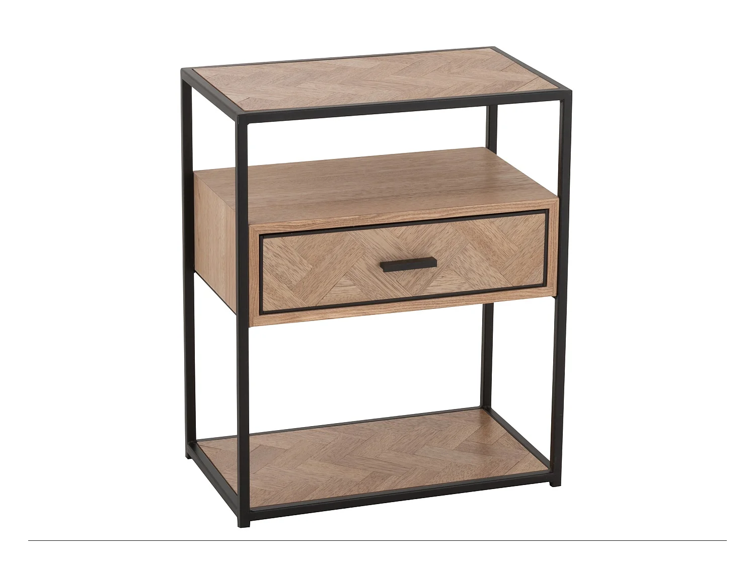 Table d'Appoint 1 Tiroir "Miraza" 61cm Naturel & Noir