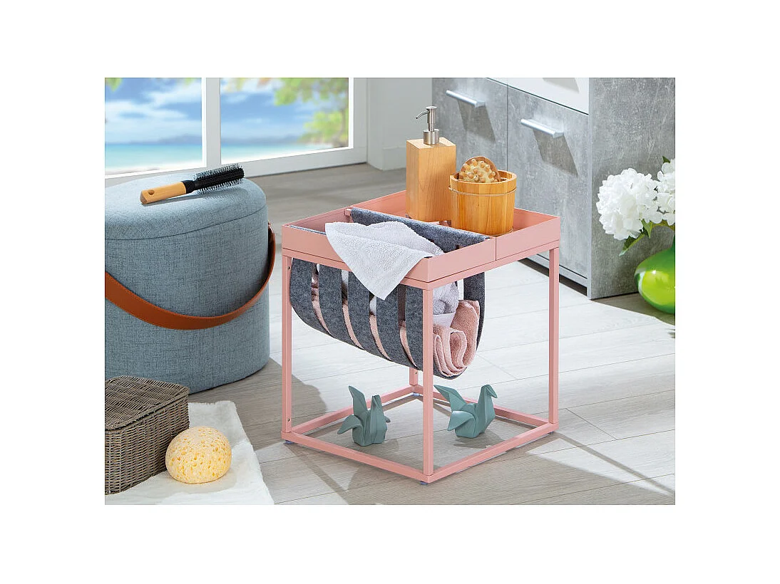 Bubbly vierkante roze metalen bijzettafel 35 cm