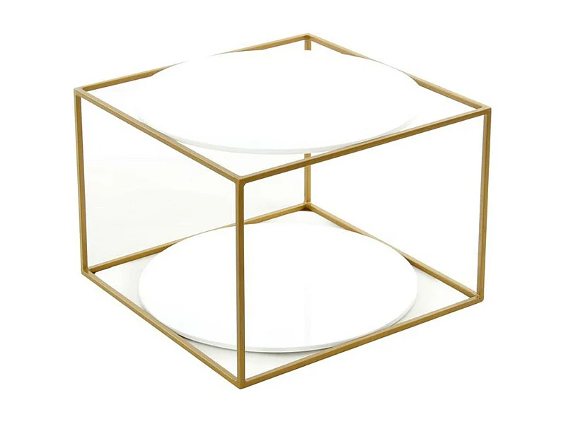 Table d'Appoint Design "Cody" 50cm Blanc & Or