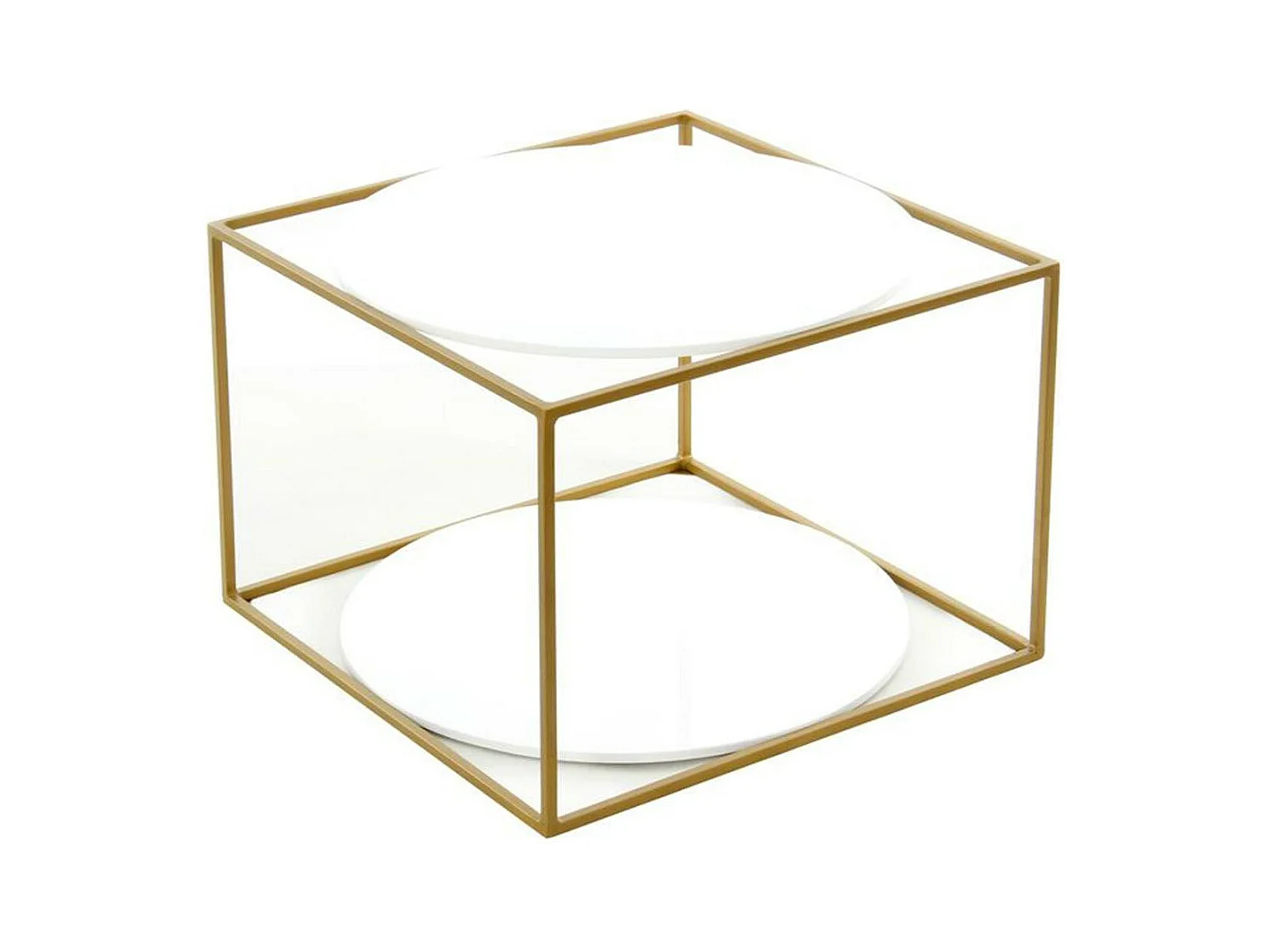 Table d'Appoint Design "Cody" 50cm Blanc & Or