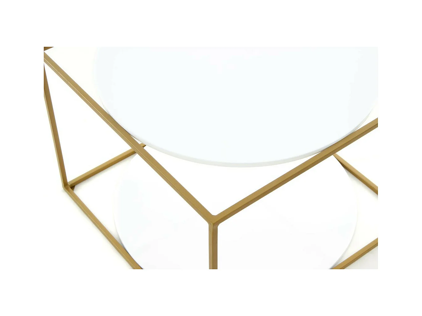 Table d'Appoint Design "Cody" 50cm Blanc & Or