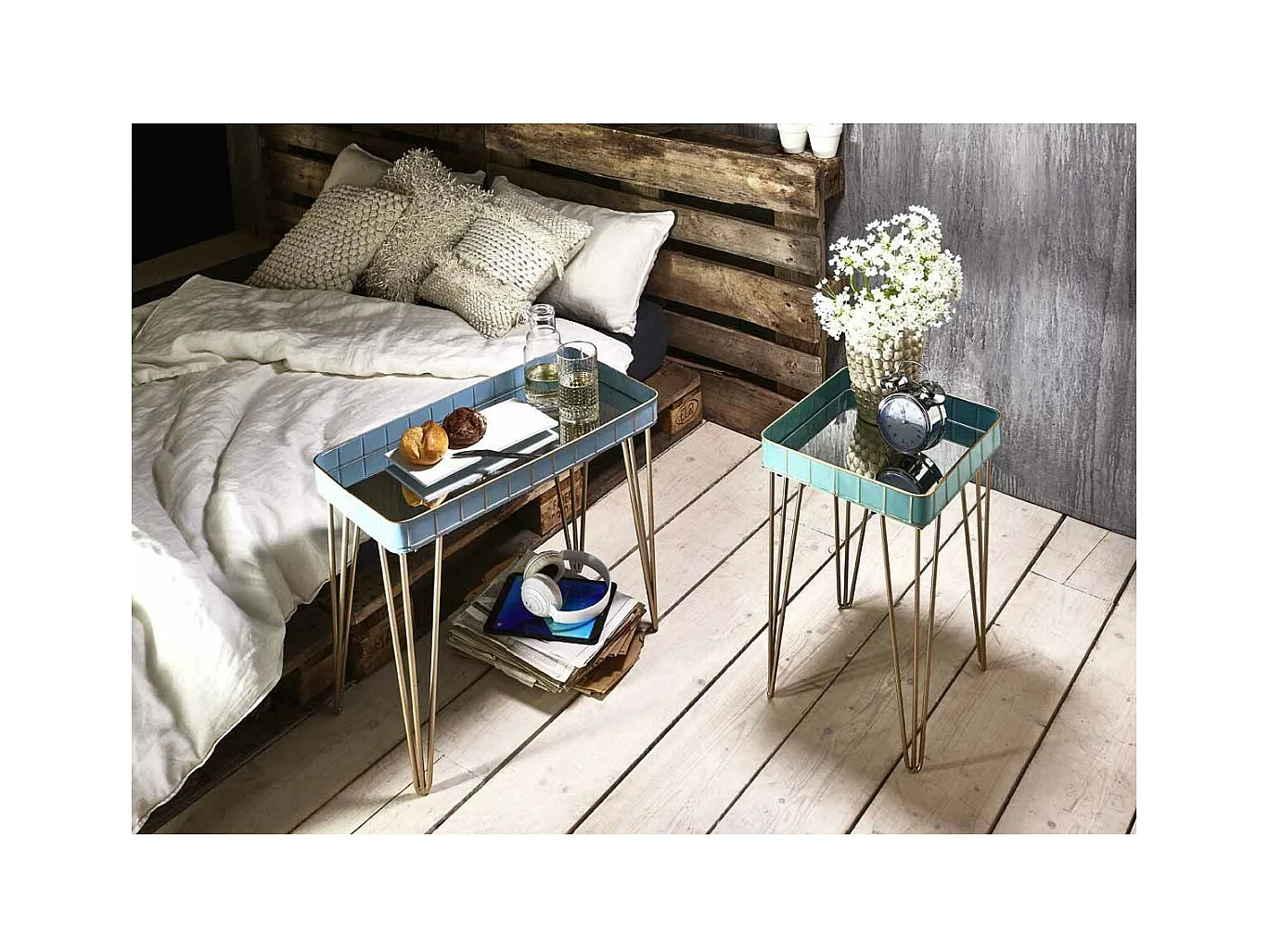 Table d'Appoint Déco "Andrés" 60cm Bleu