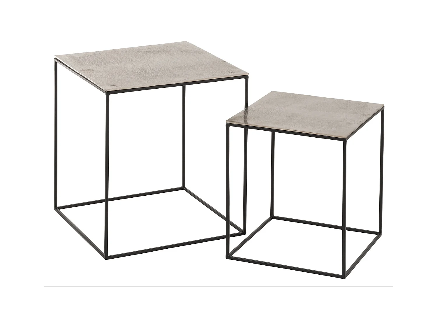 Lot de 2 Tables Gigognes "Haus" 55cm Argent & Noir