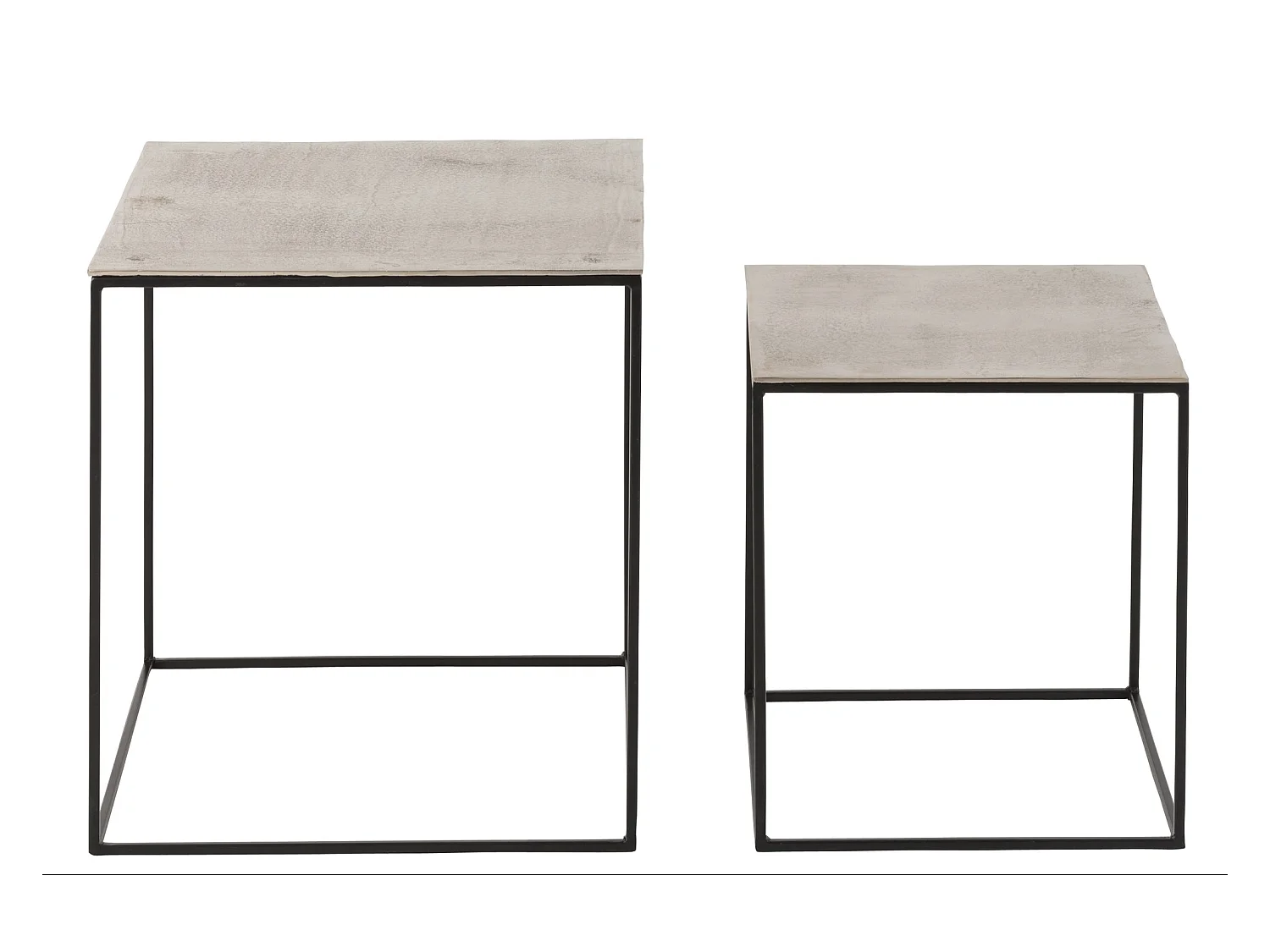 Lot de 2 Tables Gigognes "Haus" 55cm Argent & Noir