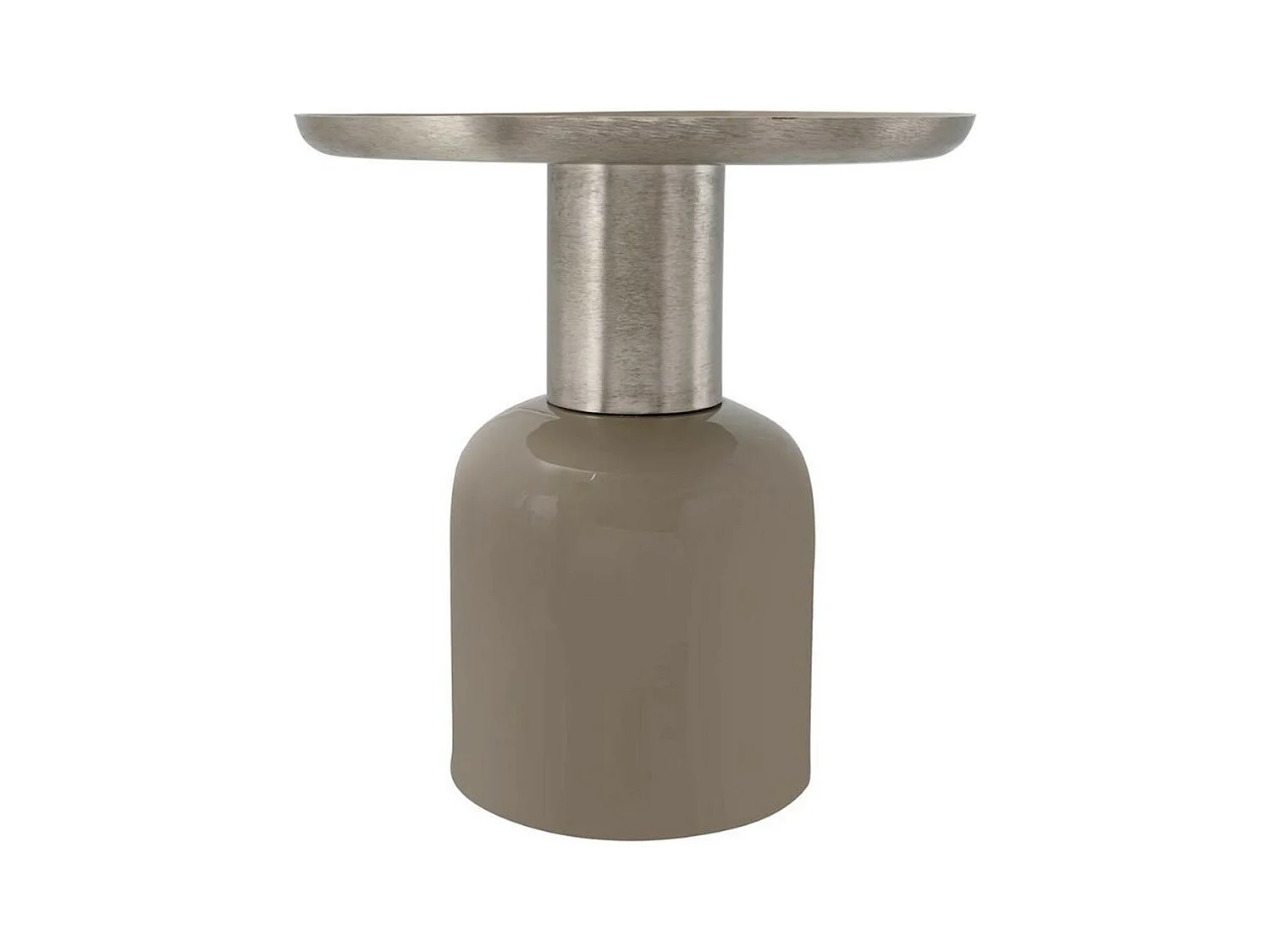 Table d'Appoint Design "Yeza" 40cm Taupe & Argent