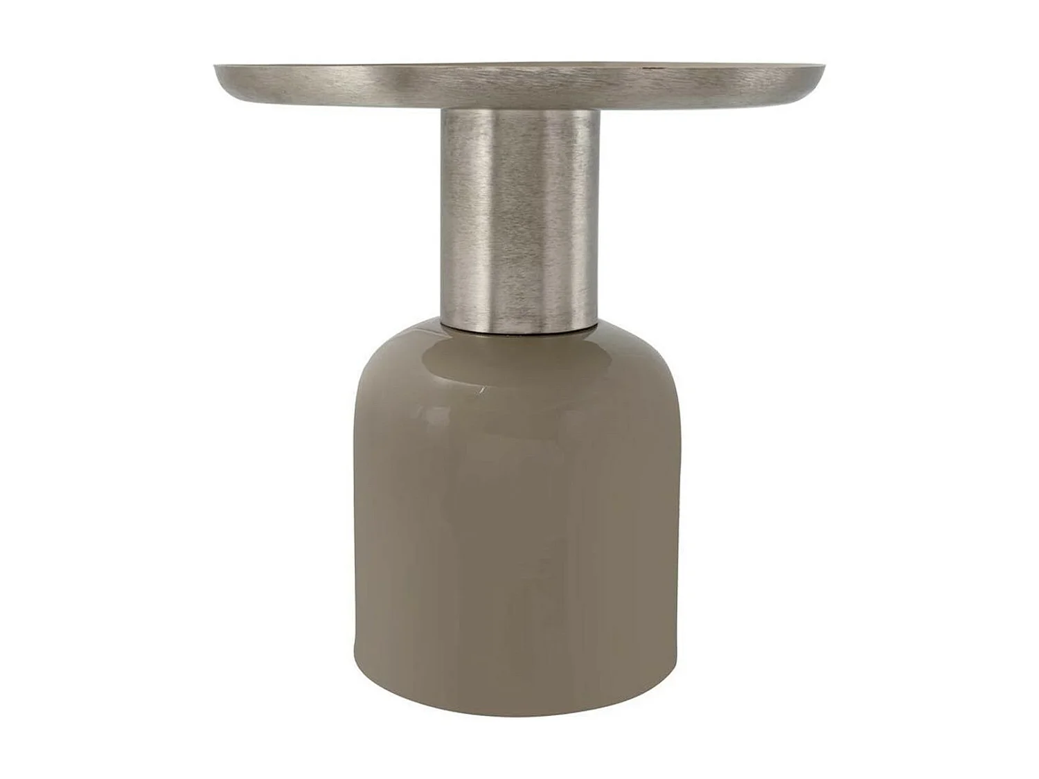 Table d'Appoint Design "Yeza" 40cm Taupe & Argent
