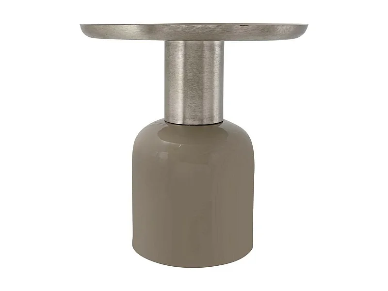 Table d'Appoint Design "Yeza" 40cm Taupe & Argent