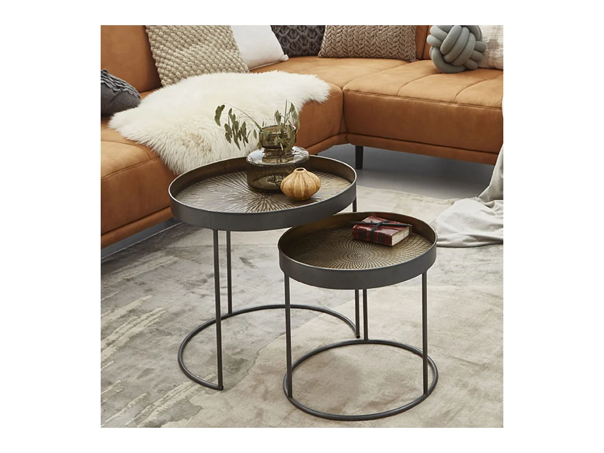 Lot de 2 Tables d'Appoint "Authentique" 51cm Noir