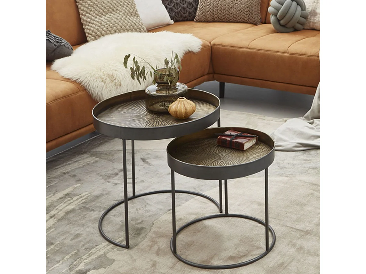 Lot de 2 Tables d'Appoint "Authentique" 51cm Noir