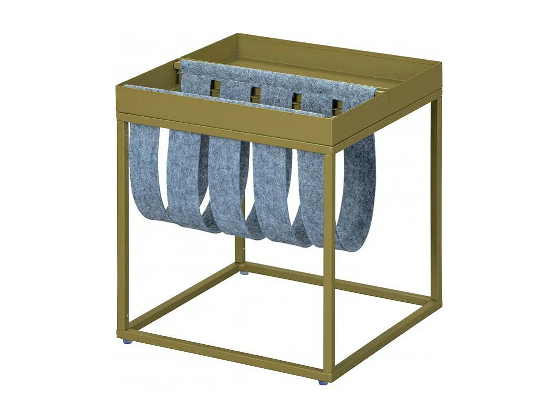 Bubbly vierkante olijfgroene metalen bijzettafel 35 cm