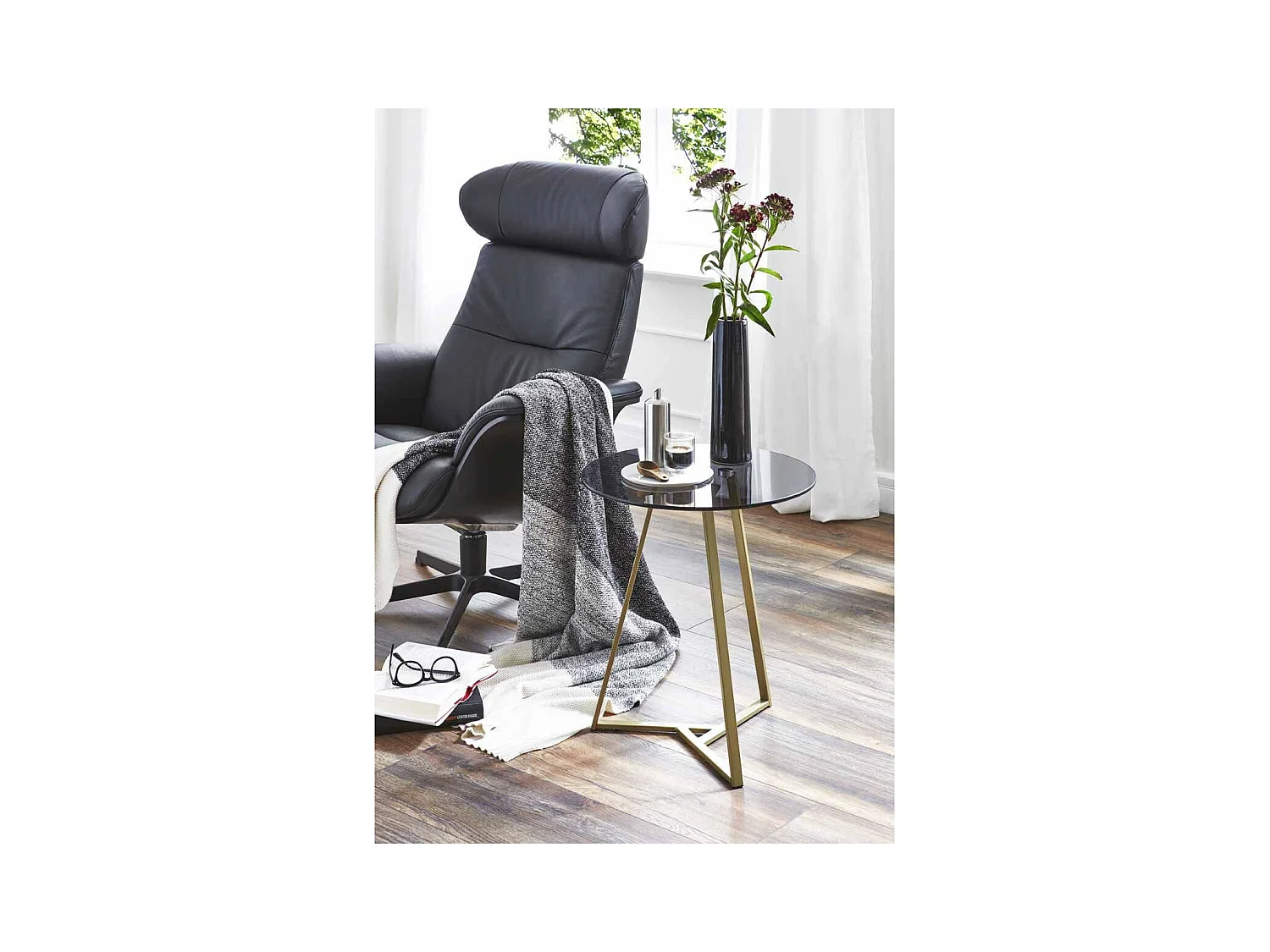 Table d'Appoint en Verre "Safia" 50cm Or