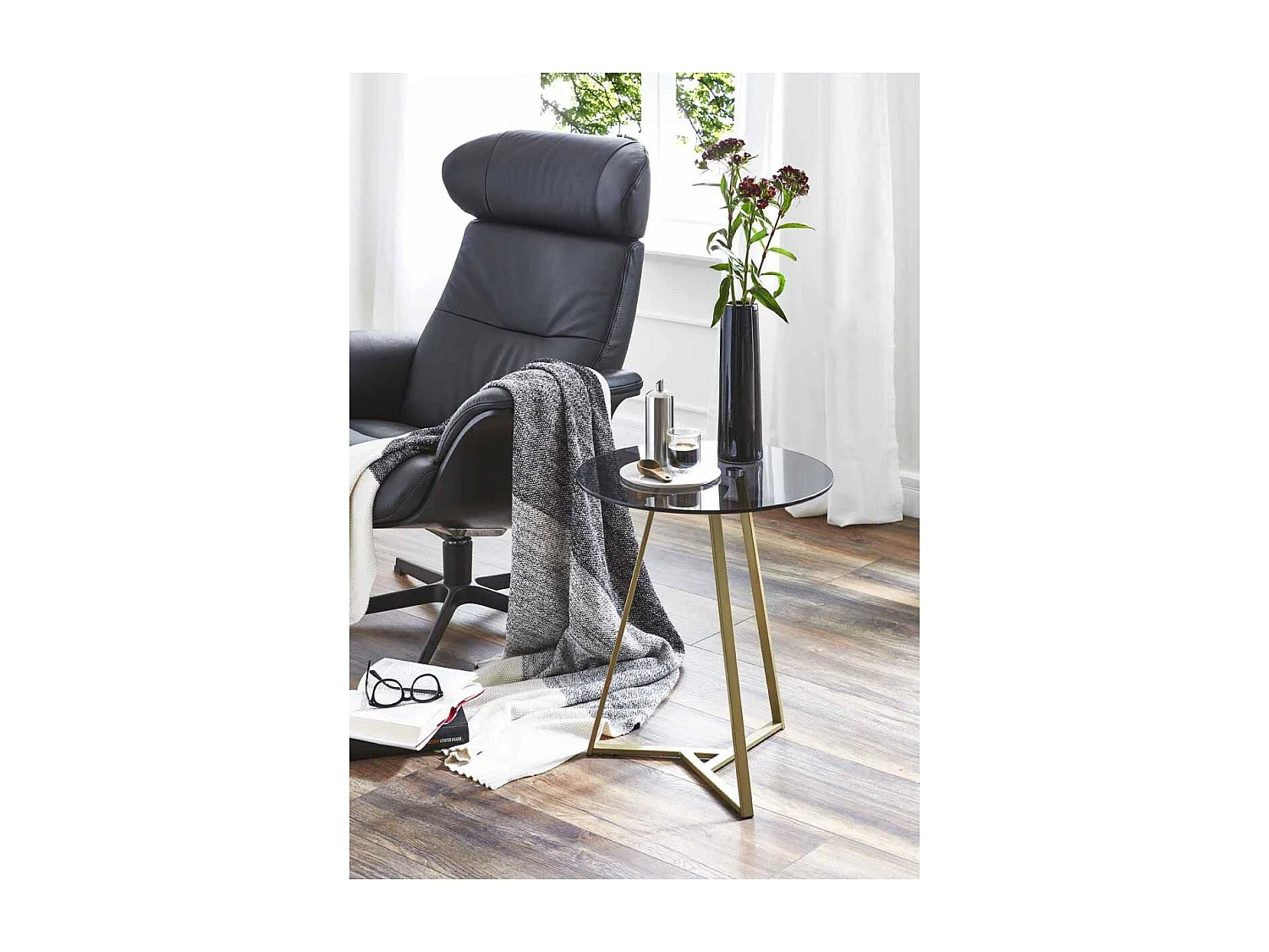 Table d'Appoint en Verre "Safia" 50cm Or