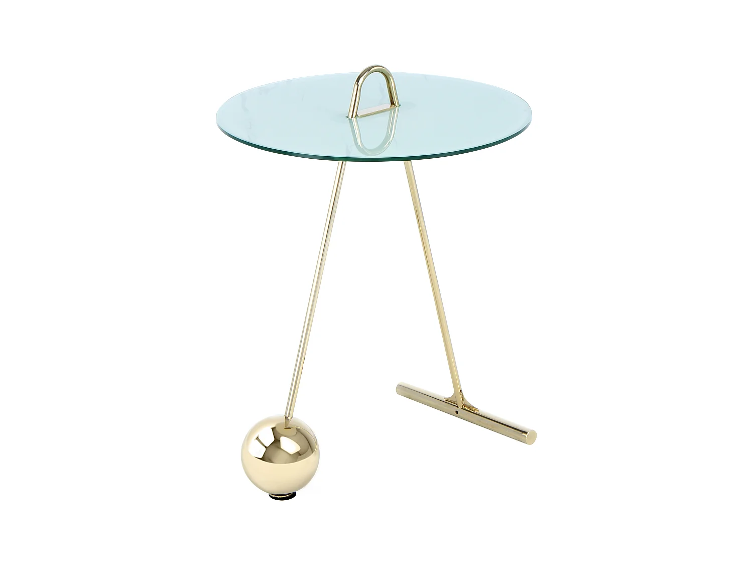 Table d'Appoint Design "Pendule" 60cm Or & Blanc