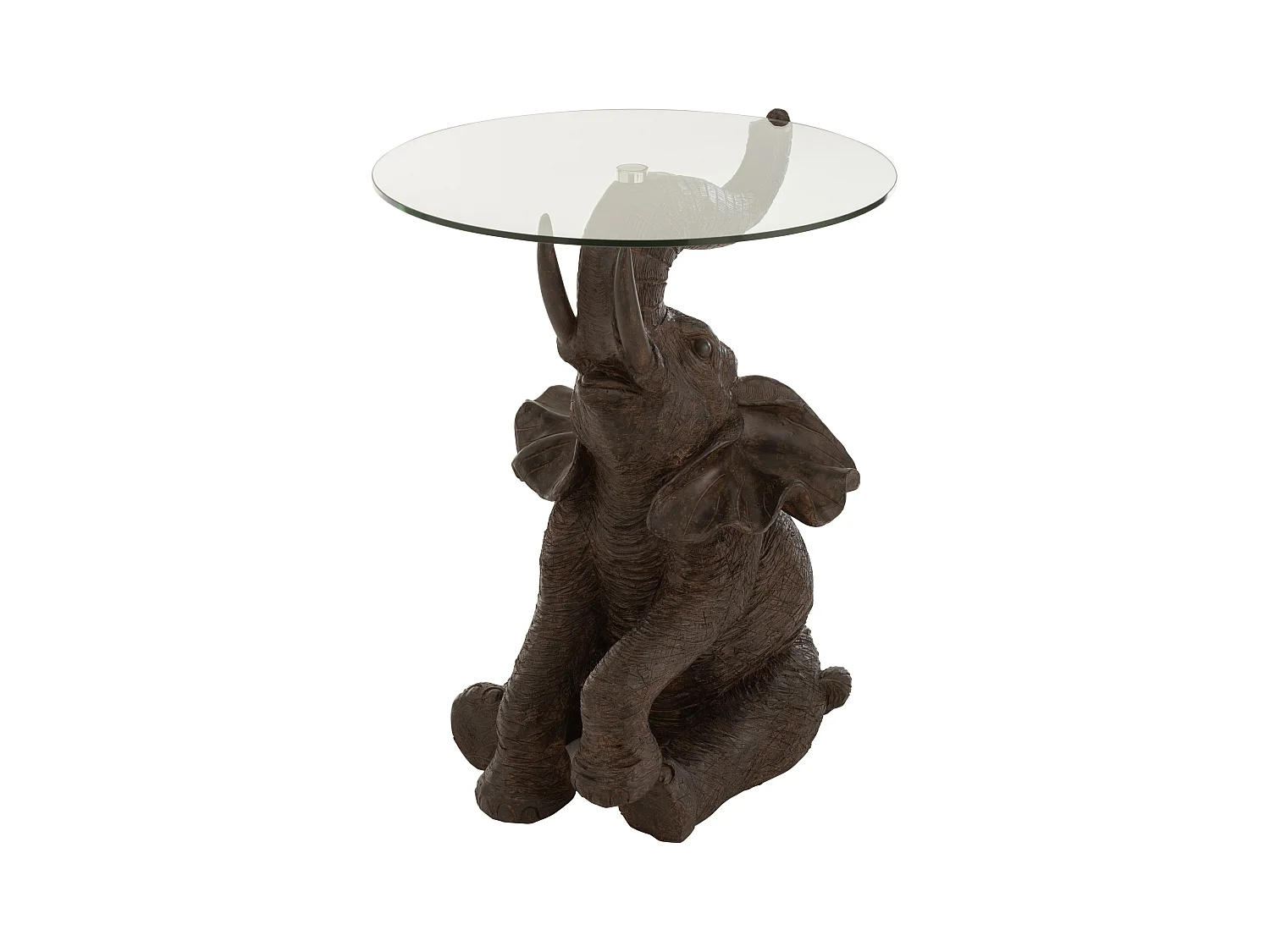 Table d'Appoint "Éléphant" 65cm Marron Foncé