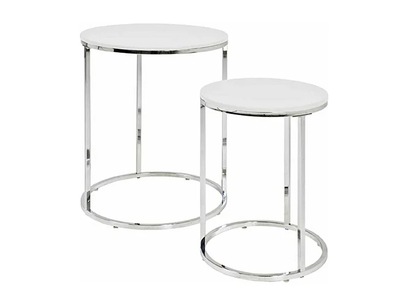 Lot de 2 Tables d'Appoint "Zélie" 40cm Blanc