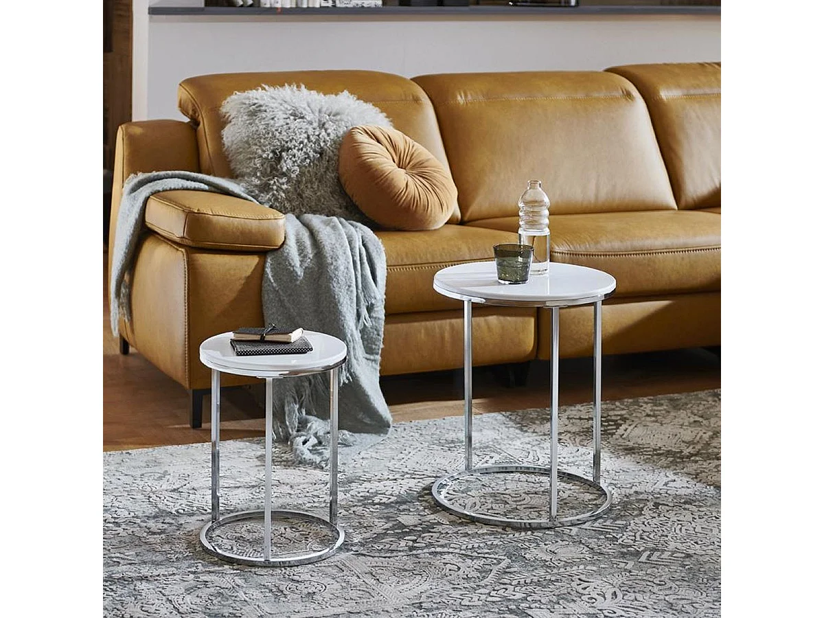 Lot de 2 Tables d'Appoint "Zélie" 40cm Blanc