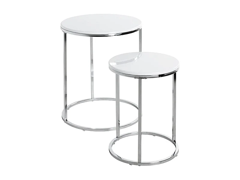 Lot de 2 Tables d'Appoint "Zélie" 40cm Blanc