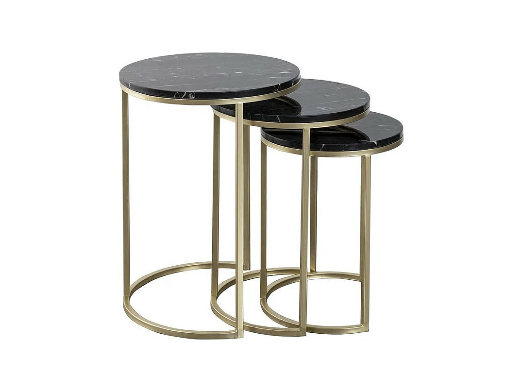 Lot de 3 Tables d'Appoint Design "Tria" 65cm Noir
