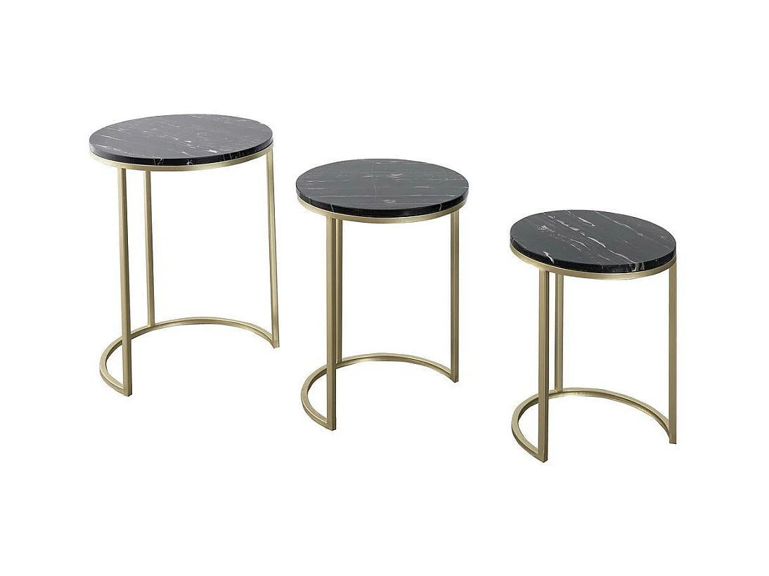 Lot de 3 Tables d'Appoint Design "Tria" 65cm Noir