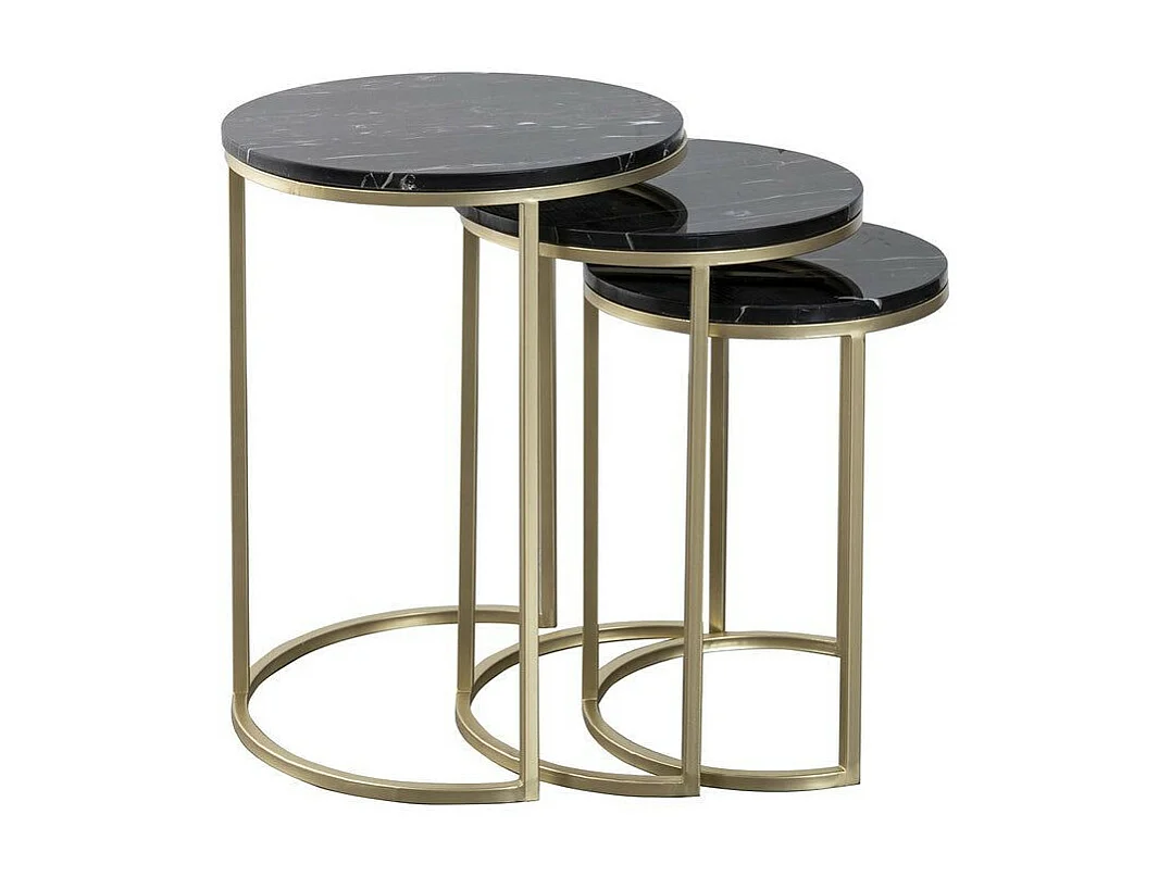 Lot de 3 Tables d'Appoint Design "Tria" 65cm Noir