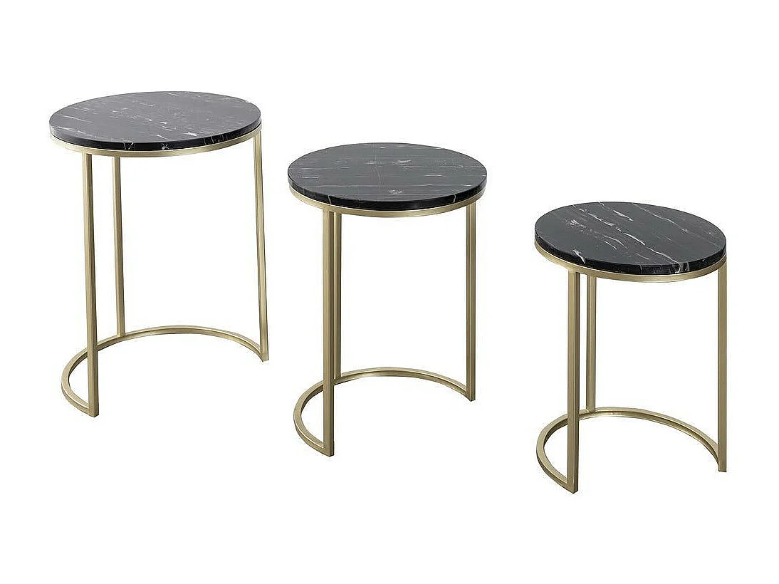 Lot de 3 Tables d'Appoint Design "Tria" 65cm Noir
