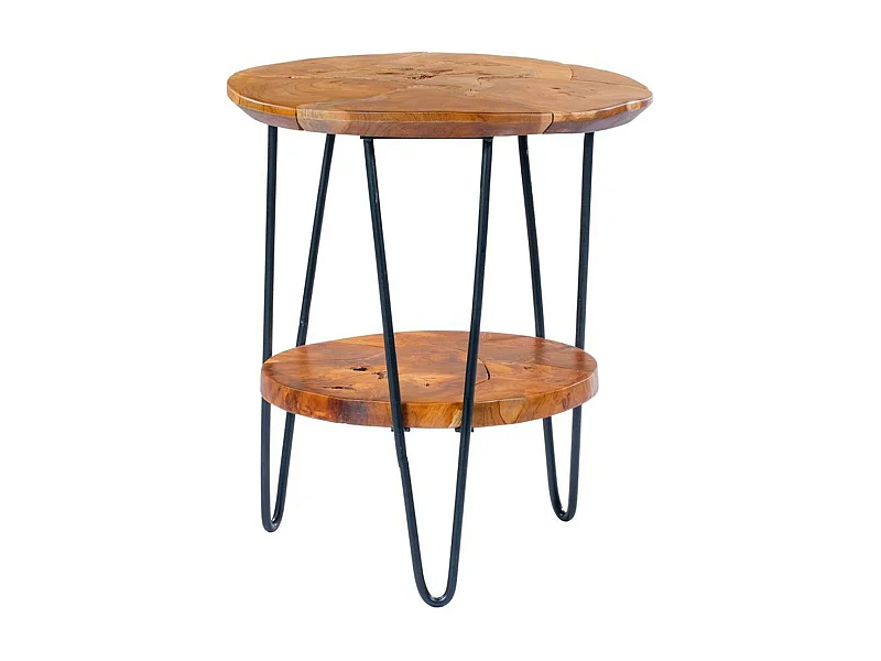 Table d'Appoint Design "Rovelli" 55cm Naturel Brillant