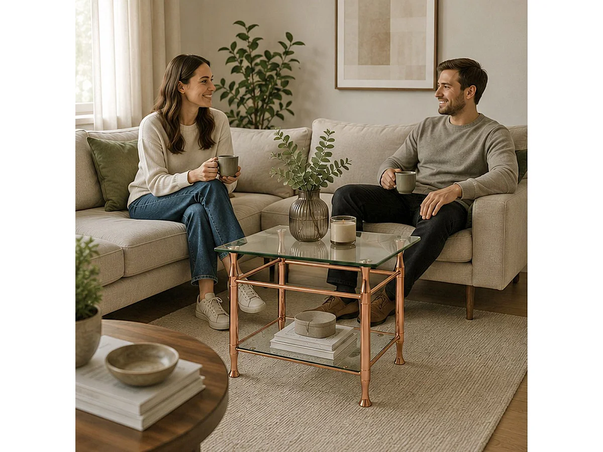 Table d'Appoint 2 Niveaux "Hyva" 58cm Cuivre