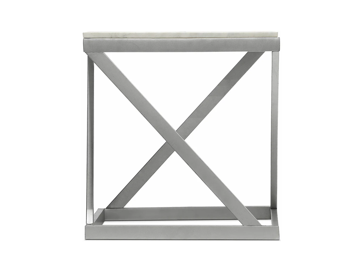 Tavolino Paliano in Marmo Bianco e Gambe Argento