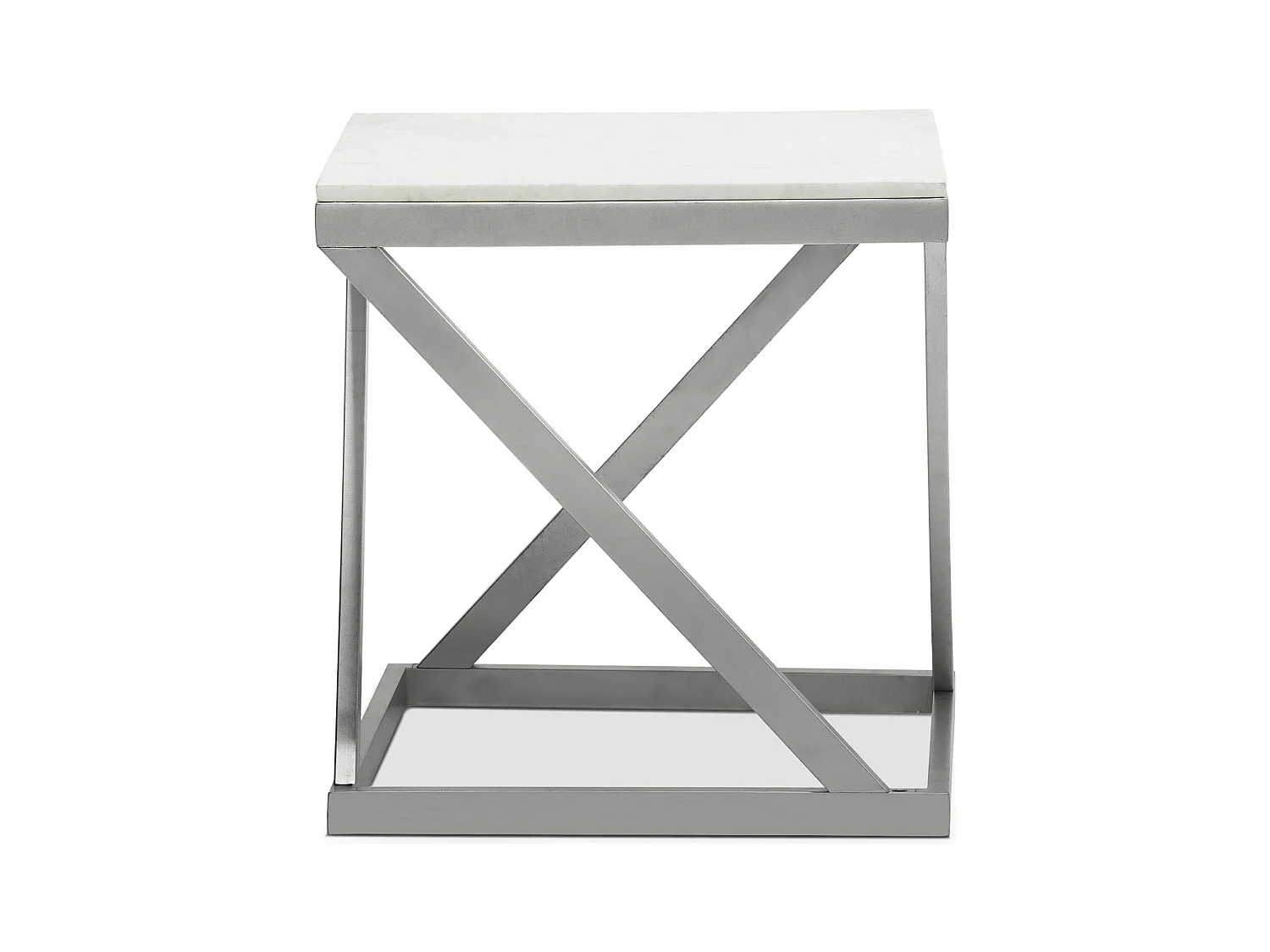 Table d'Appoint Design "Palamo" 57cm Argent & Blanc
