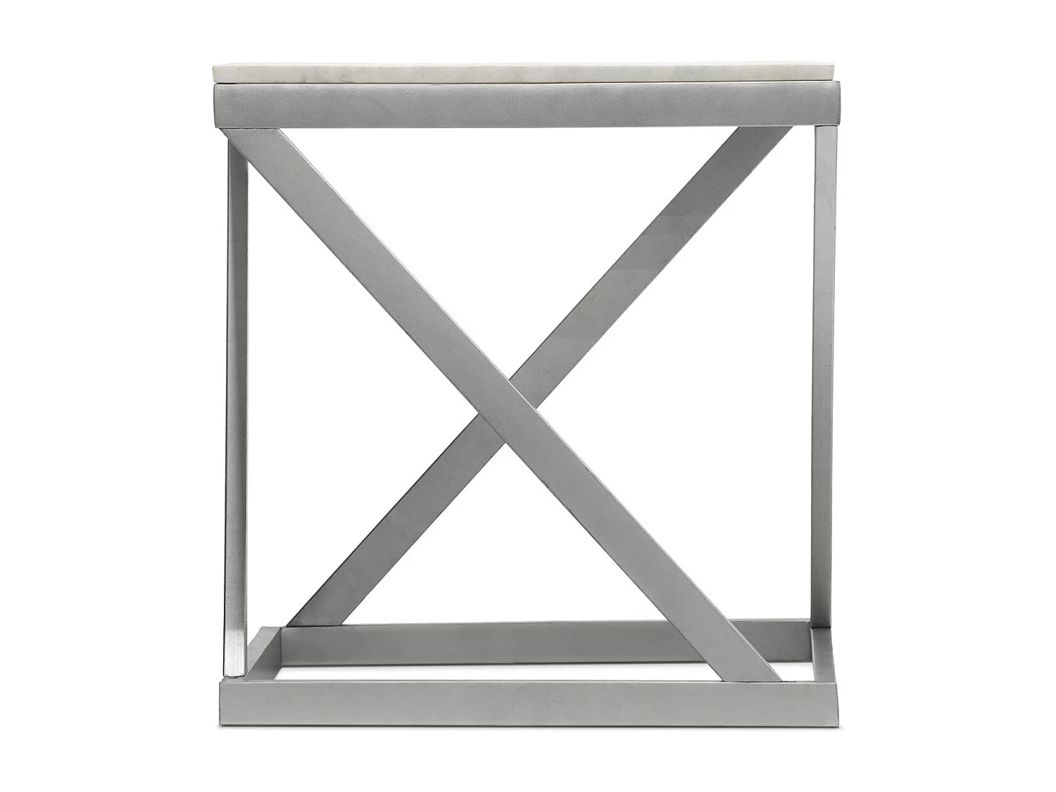 Table d'Appoint Design "Palamo" 57cm Argent & Blanc