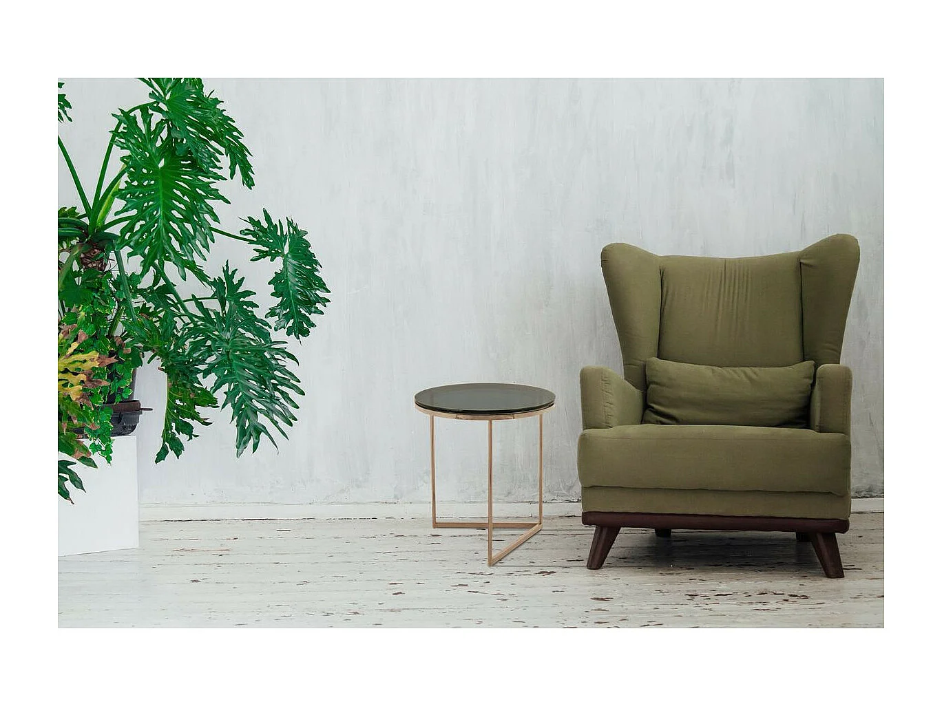 Table d'Appoint Design "Wynona" 55cm Gris & Or Rose