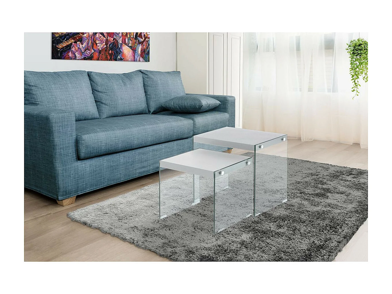 Lot de 2 Tables d'Appoint "Elementary" 46cm Argent