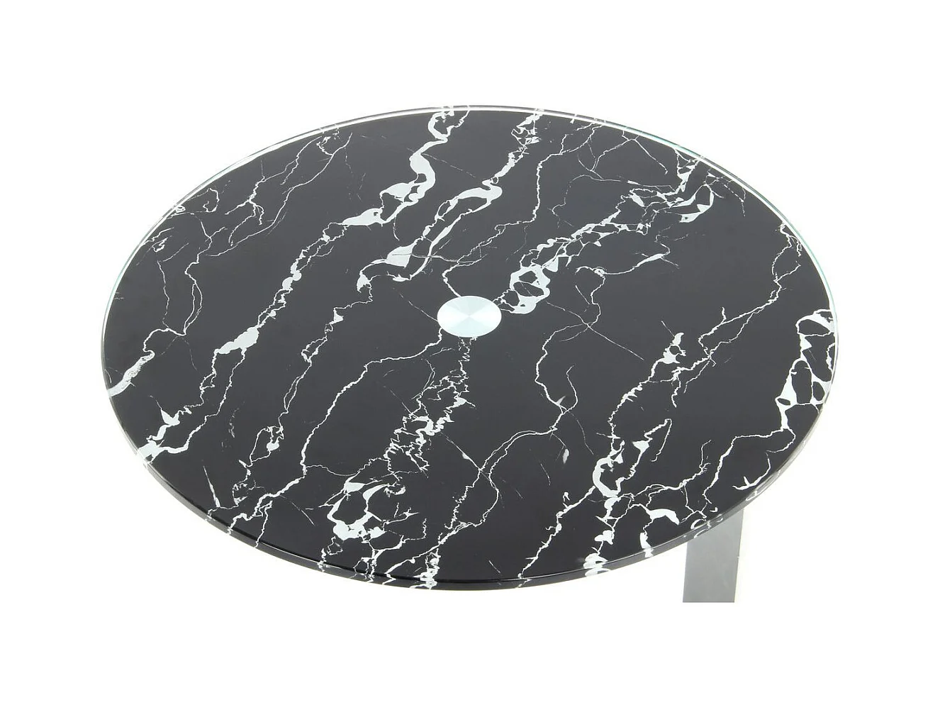 Table d'Appoint Design "Quentin" 53cm Argent & Noir
