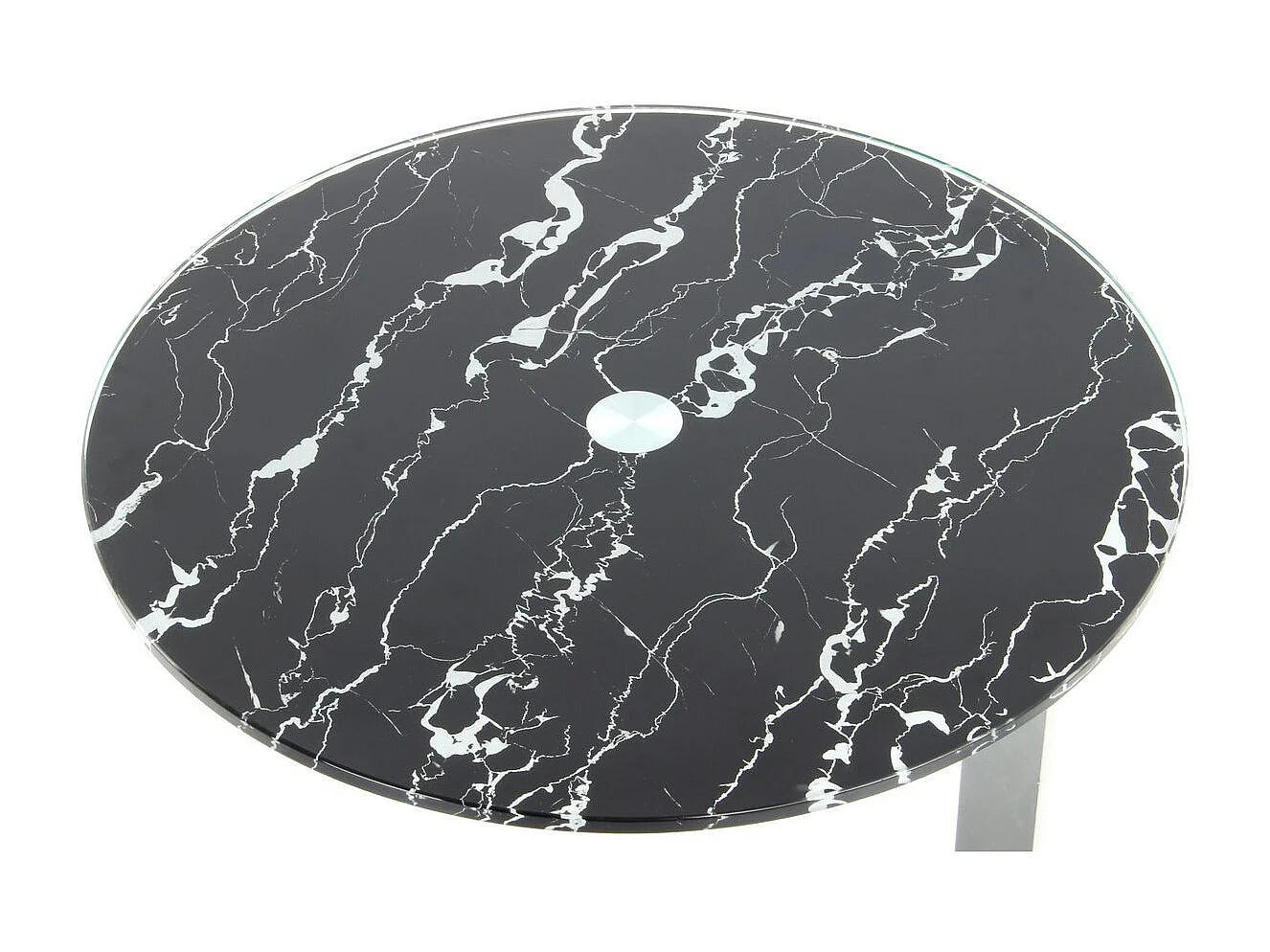 Table d'Appoint Design "Quentin" 53cm Argent & Noir