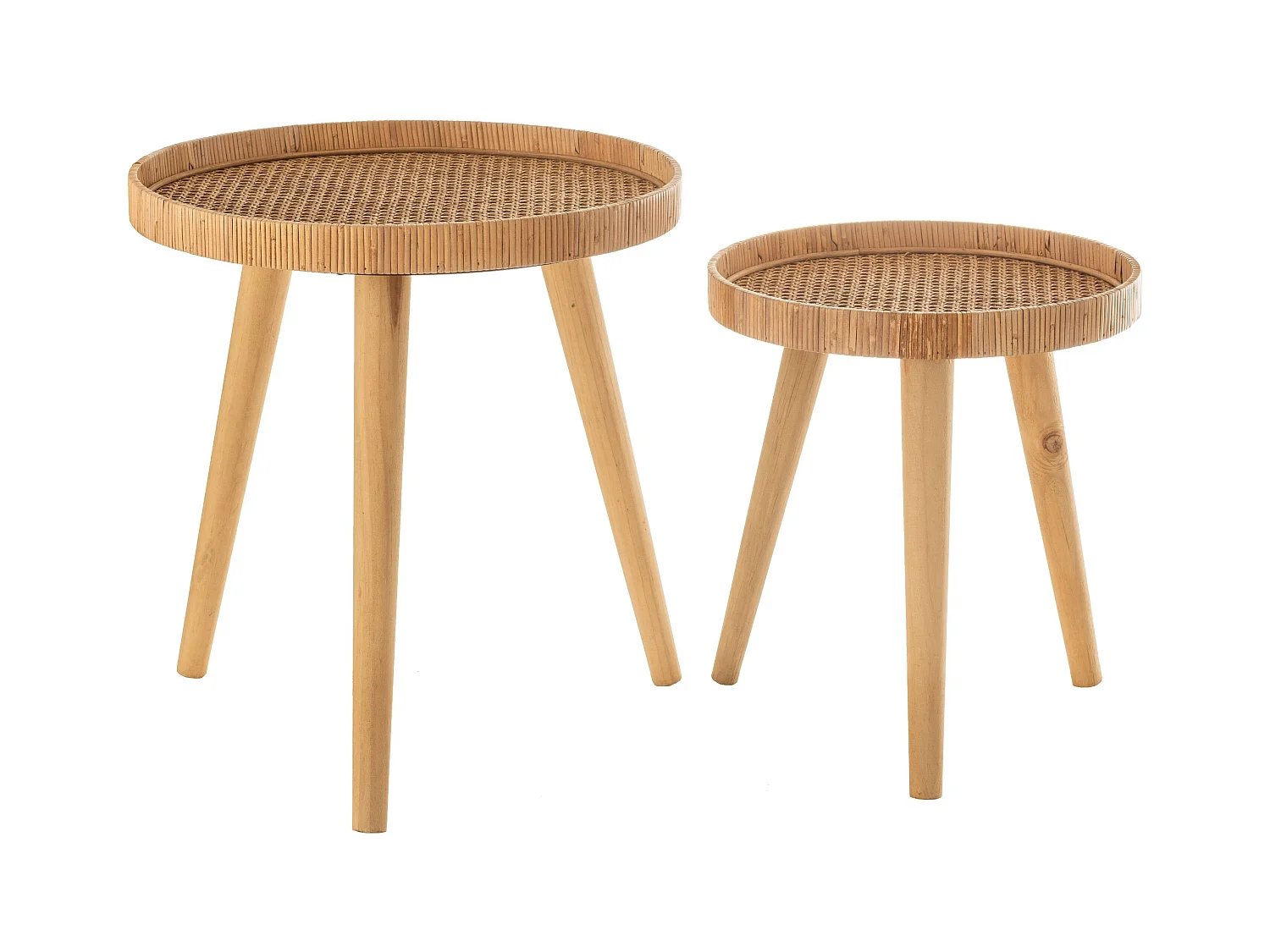 Lot de 2 Tables Gigognes "Trépied" 54cm Naturel