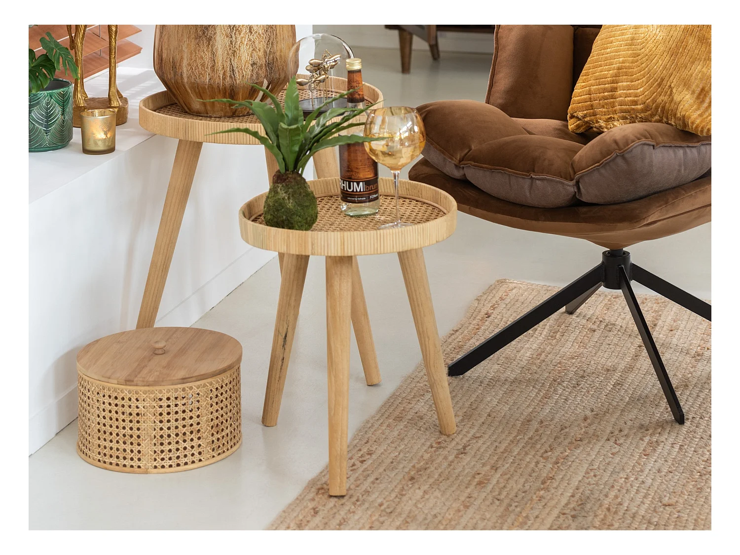 Lot de 2 Tables Gigognes "Trépied" 54cm Naturel