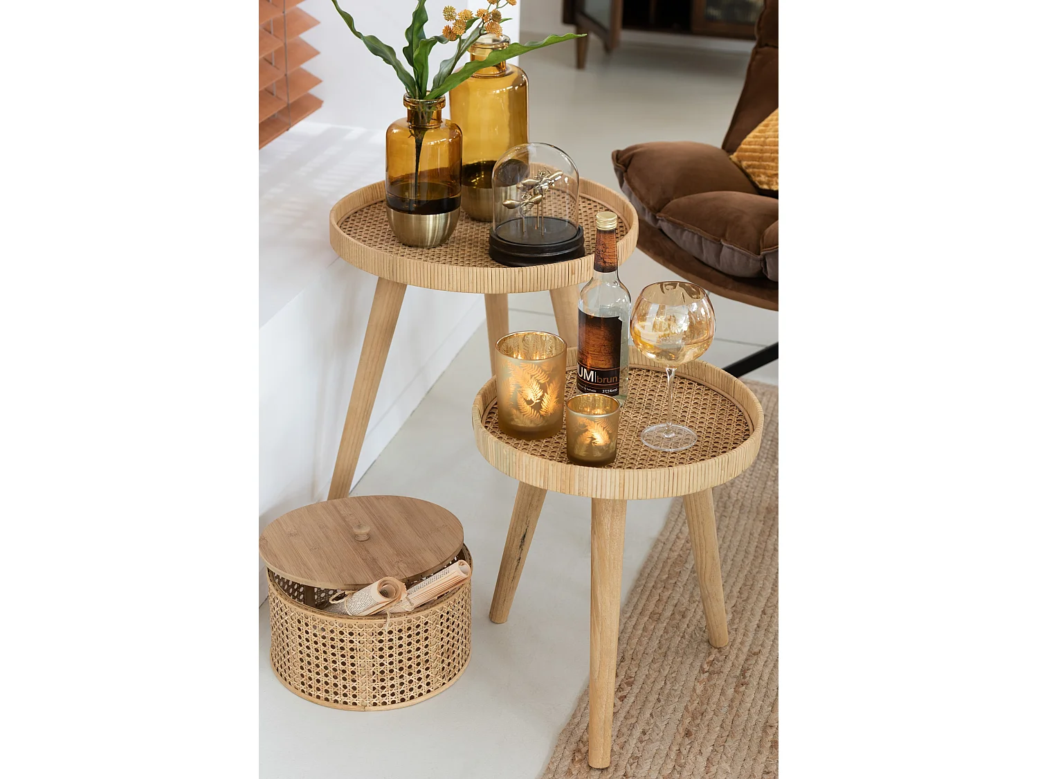 Lot de 2 Tables Gigognes "Trépied" 54cm Naturel