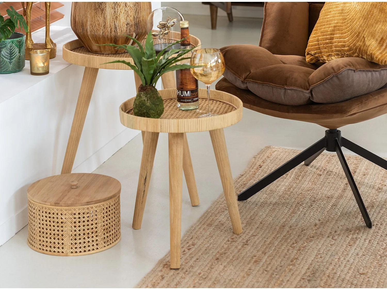 Lot de 2 Tables Gigognes "Trépied" 54cm Naturel