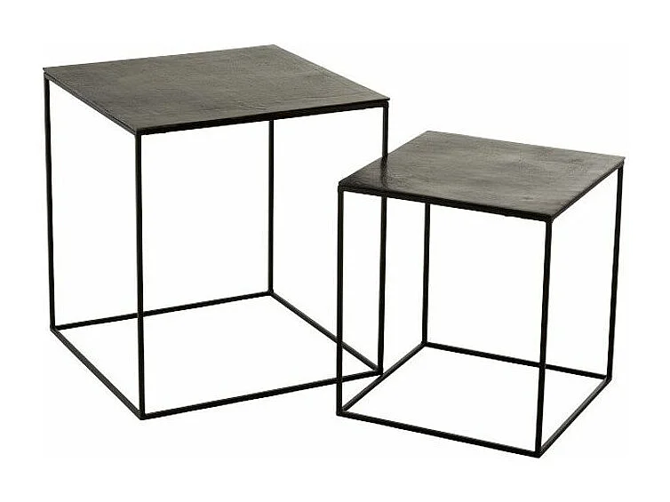 Lot de 2 Tables d'Appoint Gigognes "Oxidize" 55cm Noir