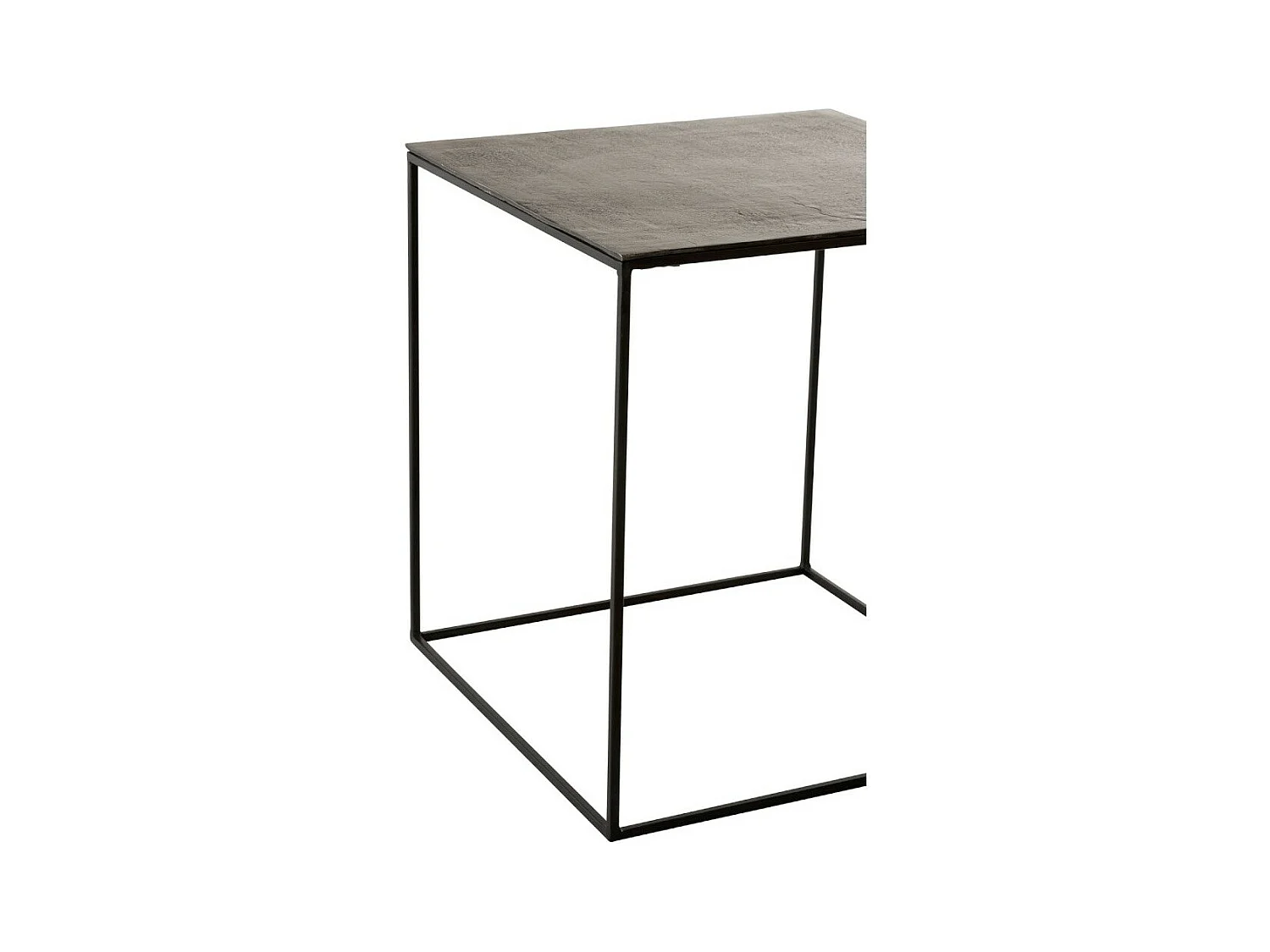 Mesa auxiliar cuadrada de metal envejecido negro Liath - Lote de 2