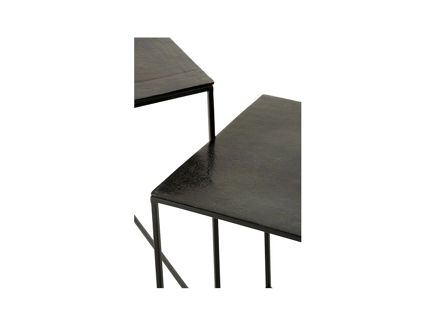 Mesa auxiliar cuadrada de metal envejecido negro Liath - Lote de 2