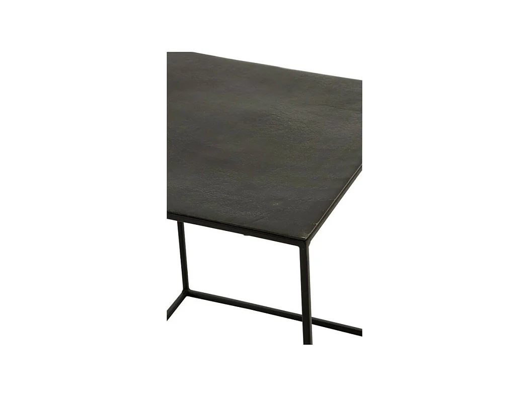 Mesa auxiliar cuadrada de metal envejecido negro Liath - Lote de 2