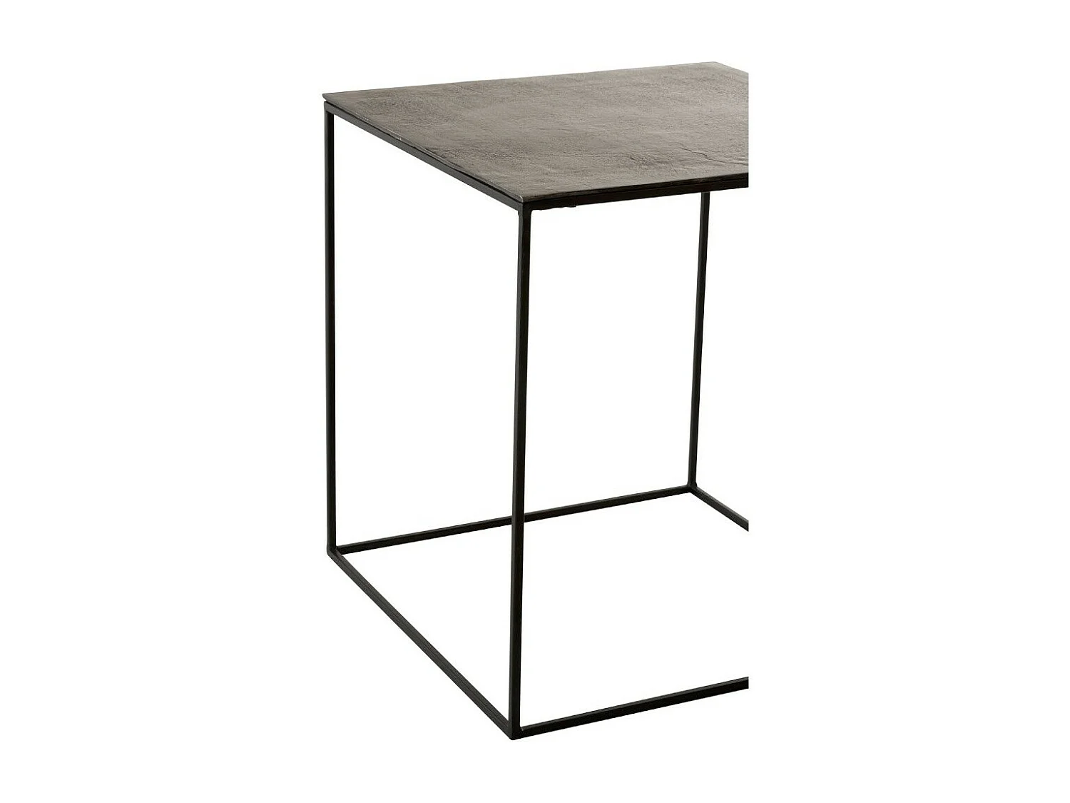 Mesa auxiliar cuadrada de metal envejecido negro Liath - Lote de 2