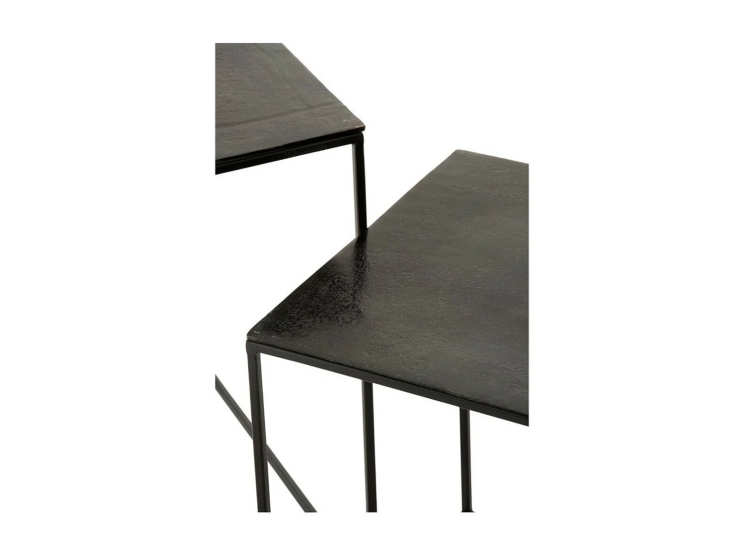 Mesa auxiliar cuadrada de metal envejecido negro Liath - Lote de 2