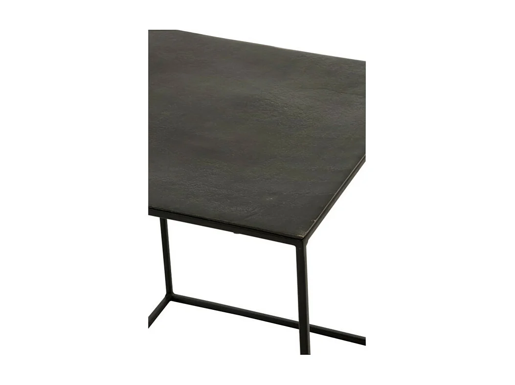 Mesa auxiliar cuadrada de metal envejecido negro Liath - Lote de 2