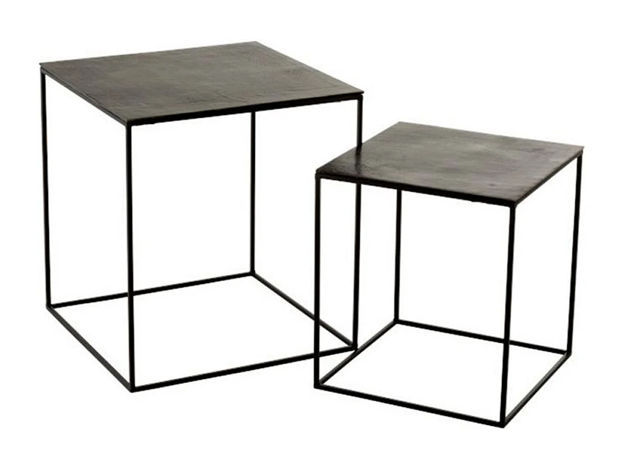 Lot de 2 Tables d'Appoint Gigognes "Oxidize" 55cm Noir