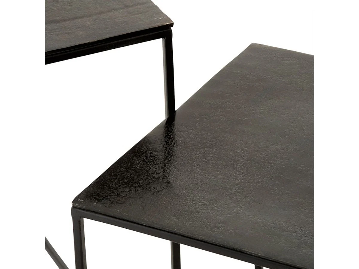 Lot de 2 Tables d'Appoint Gigognes "Oxidize" 55cm Noir